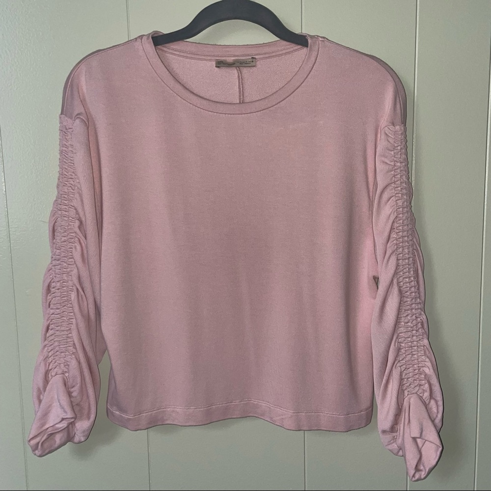 Zara Pink Long sleeve shirt with cinched sleeves